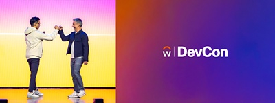 Gabe Monroy and Ryan Basilio high fiving at Workday DevCon