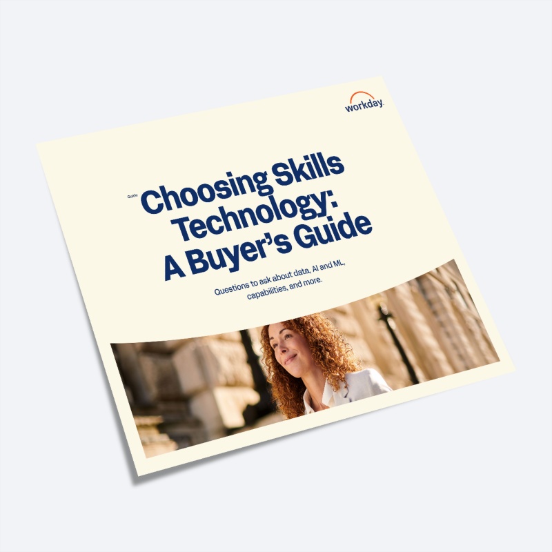 鶹ý buyer's guide for "Choosing Skills Technology," with a photo of a person smiling.