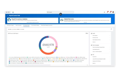 Screenshot of the GBR Gross to Net Report outcome, shown within the Payroll control Hub dashboard. 