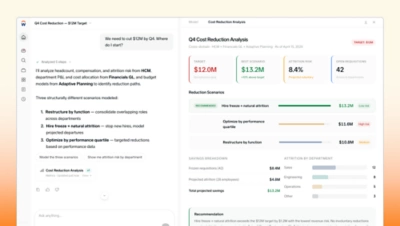 Screenshot of the Workday Adaptive Intelligence Decision analysis for cost reduction