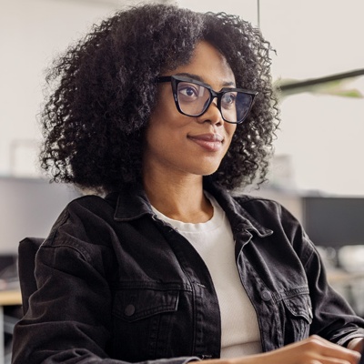 Businesswoman working on the computer at her desk.