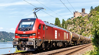 Image of a red DB Cargo train