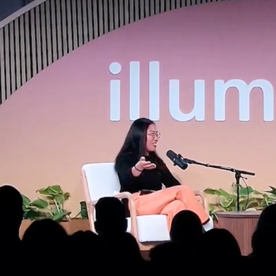 Danielle li and athena karp on stage with microphones illuminate tour