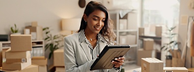 Entrepreneur on tablet