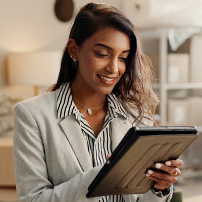 Entrepreneur on tablet