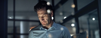 Office worker looking at a tablet