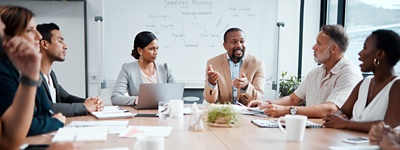 Group of people engaging in a meeting room