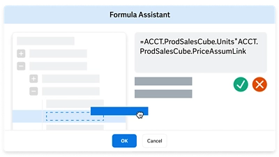 Workday FP&A product screen shot formula assistant illustration