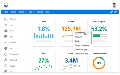 Workday FP&A product screen shot homepage illustration