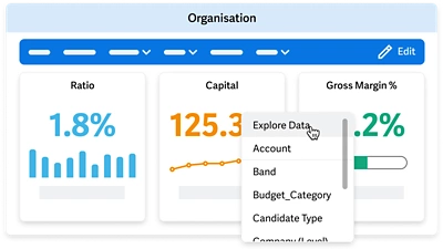 Workday FP&A product screen shot dashboard illustration