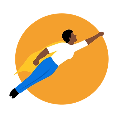 Woman with cape flying