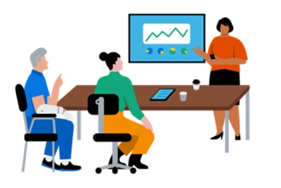 Mobile device showing employee profile with feedback and skills.