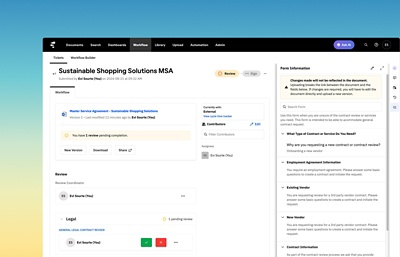 Zrzut ekranu karty Contract Learning Management Workflow.