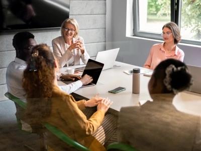 Diverse Professionals Meeting Small Conference Room 4x3