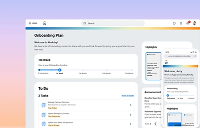 Screenshot eines Onboarding-Plans in 鶹ý mit Aufgaben und Zeitachse eines Mitarbeiters