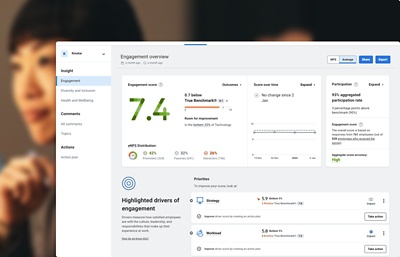 Dashboard dell'employee engagement nel software ݮƵ Peakon Employee Voice.