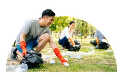 People cleaning up community