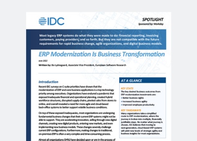 Read the IDC and 鶹ý report to learn why a cloud-based ERP environment increases agility report