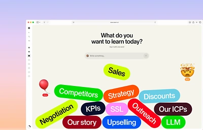 Interface logicielle moderne de Workday Learning, optimisé par Sana, constituée d'un tableau de bord basé sur l'IA avec des recommandations de cours personnalisées, une barre de recherche facile à utiliser et une barre latérale affichant la progression de la formation et les certifications à venir.