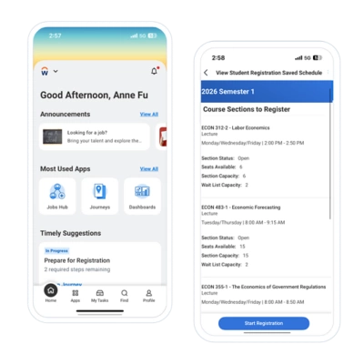 Student Homepage Dashboard and Student Account Dashboard on Mobile Devices
