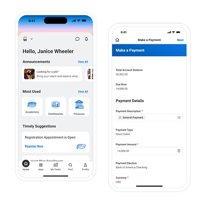 Student Homepage Dashboard and Student Account Dashboard on Mobile Devices