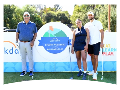 Workday CEO Aneel Bhusri and Eat. Learn. Play. Co-Founders Stephen & Ayesha Curry at Workday Charity Classic.