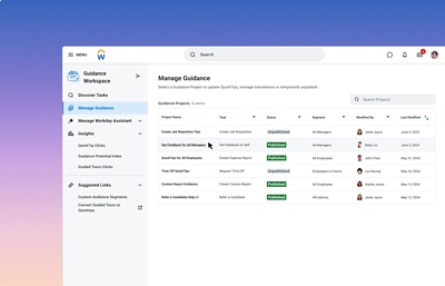 Screenshot von Workday Guidance Quick Manager 