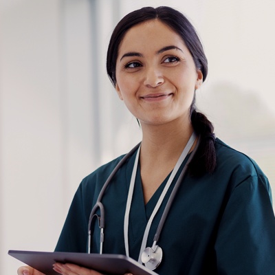 Nurse on tablet