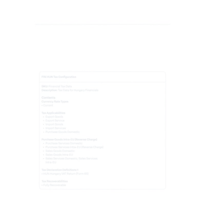 Admin Agent chat interface showing a tax configuration recommendation for operating in Hungary.