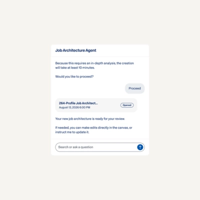 Workday's Job Architecture Agent helping a user create a new job architecture. 
