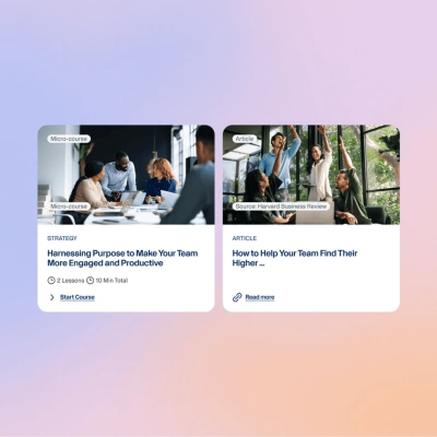 Workday Peakon Employee Voice personalized learning recommendations, including a micro-course and an article for managers