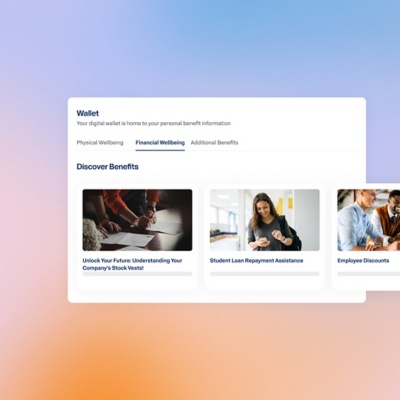 Workday Benefits & Wellness Wallet showing personalized benefit recommendations across physical, financial, and additional wellbeing categories.