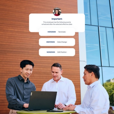 Managers reviewing an employee's contextual skills and event history in Workday Compensation Management Software.