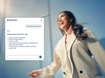 Employee receiving personalized benefits guidance on Workday through Benefits Agent. 