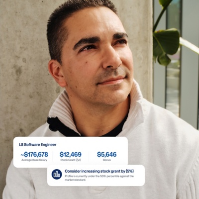 Workday Compensation Management Software surfacing live market pay benchmarks and a suggested bonus for an LA software engineer.