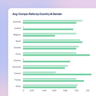 Compa-ratio compliance chart by country and gender.