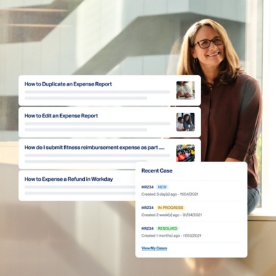 Workday HR Service Delivery self-service articles and case tracker.
