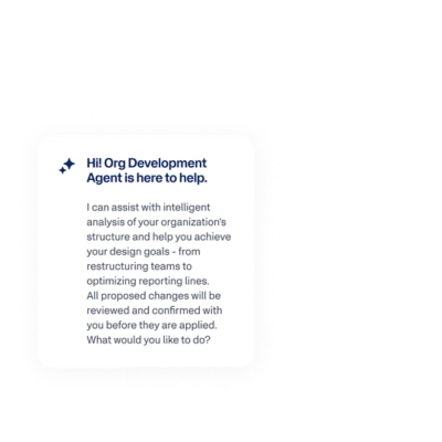 Workday Organizational Development Agent modeling an org chart restructure.
