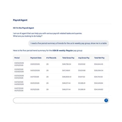 Workday Payroll Agent chat finding workers missing payroll payment elections.