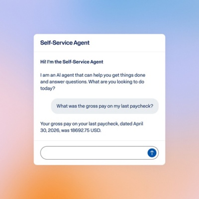 Workday AI self-service agent answering an employee's paycheck question.