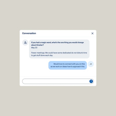 Workday Peakon Employee Voice confidential conversation showing a manager responding to employee feedback