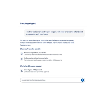 Screenshot of Sana Concierge Agent.