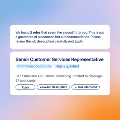 AI for Talent Mobility recommending internal job openings that match an employee's skills.