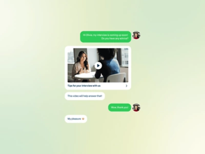 Mobile interface letting candidates search, apply, and get answers 24/7.