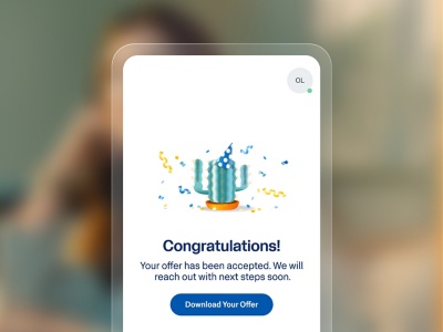 Hiring manager moving a candidate forward and sending an offer from her phone.