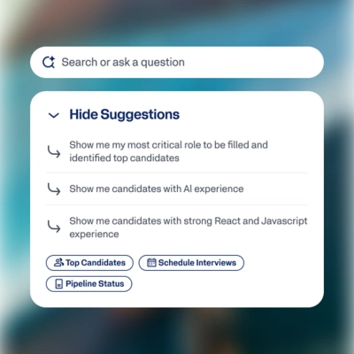Workday Recruitment software UI screenshot showing suggestions for recruiting qualifications. 