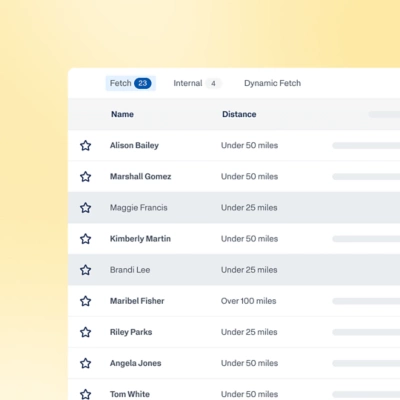 Workday AI recruiting software screen listing candidate matches with distance and score details.