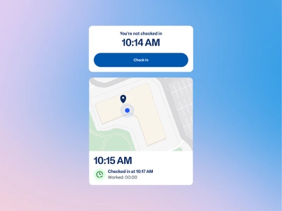 Automatic check-in and check-out prompts tracking employee time as workers enter and exit a job site.