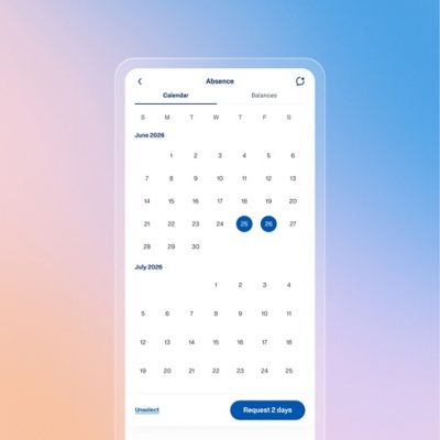 Mobile self-service screen for requesting time off and checking leave balances on the go
