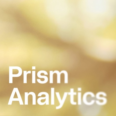 "Prism Analytics" text in white on a warm yellow gradient background.